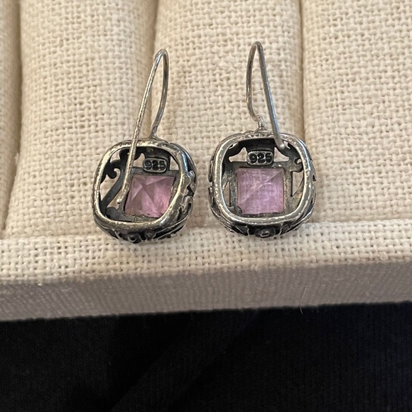 Sterling silver amethyst stone earrings - Picture 6 of 7